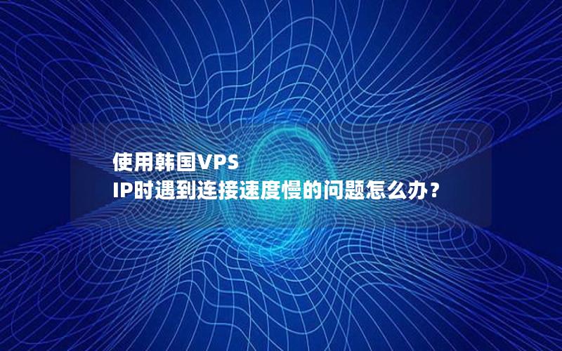 使用韩国VPS IP时遇到连接速度慢的问题怎么办？