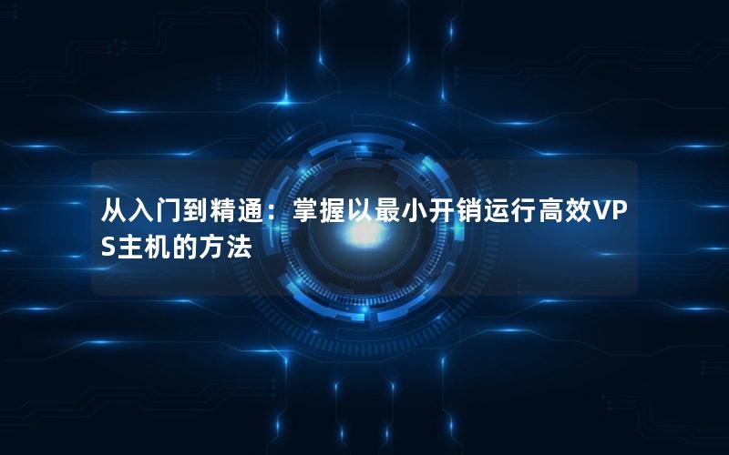 从入门到精通：掌握以最小开销运行高效VPS主机的方法