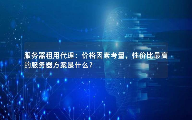 服务器租用代理：价格因素考量，性价比最高的服务器方案是什么？