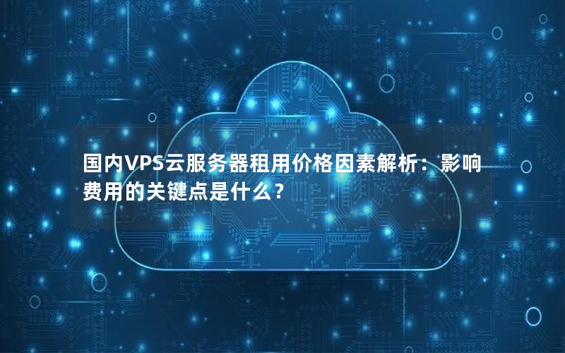 国内VPS云服务器租用价格因素解析：影响费用的关键点是什么？