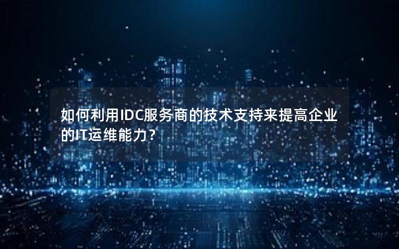 如何利用IDC服务商的技术支持来提高企业的IT运维能力？