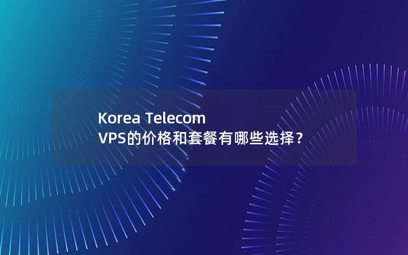 Korea Telecom VPS的价格和套餐有哪些选择？