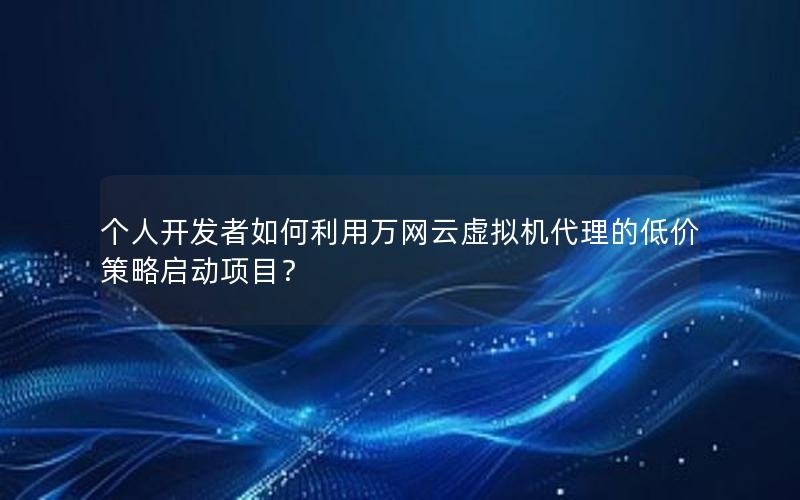 个人开发者如何利用万网云虚拟机代理的低价策略启动项目？