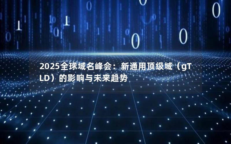 2025全球域名峰会：新通用顶级域（gTLD）的影响与未来趋势