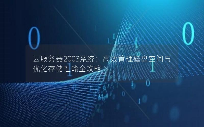 云服务器2003系统：高效管理磁盘空间与优化存储性能全攻略