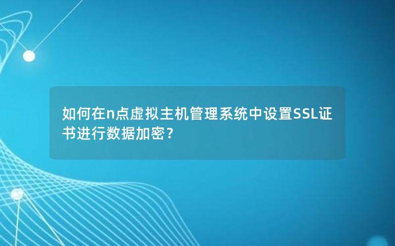 如何在n点虚拟主机管理系统中设置SSL证书进行数据加密？