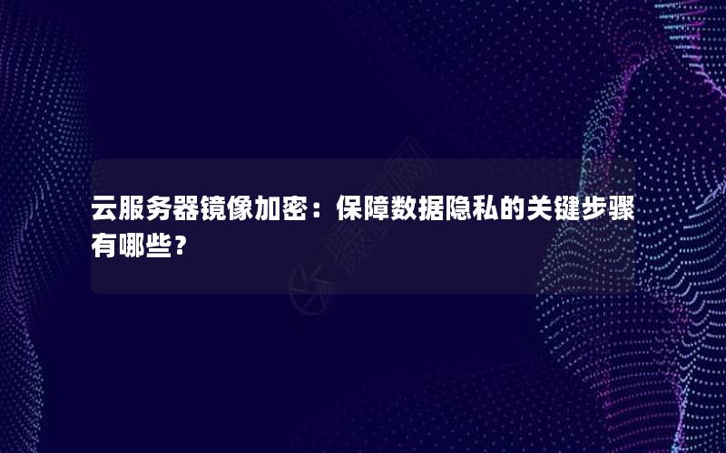 云服务器镜像加密：保障数据隐私的关键步骤有哪些？