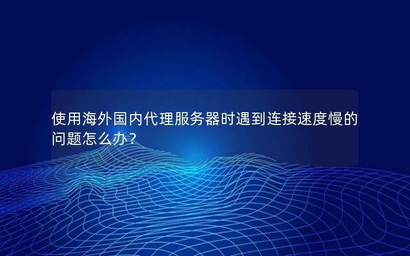 使用海外国内代理服务器时遇到连接速度慢的问题怎么办？