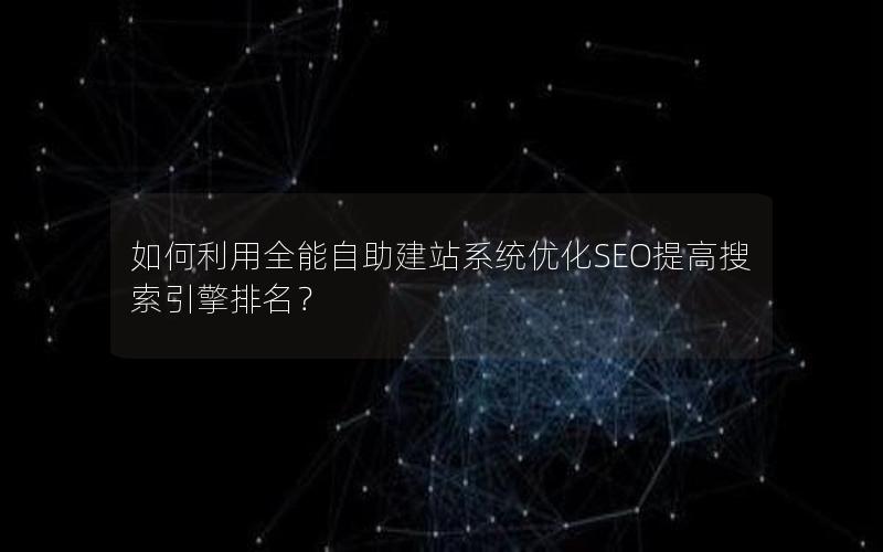 如何利用全能自助建站系统优化SEO提高搜索引擎排名？