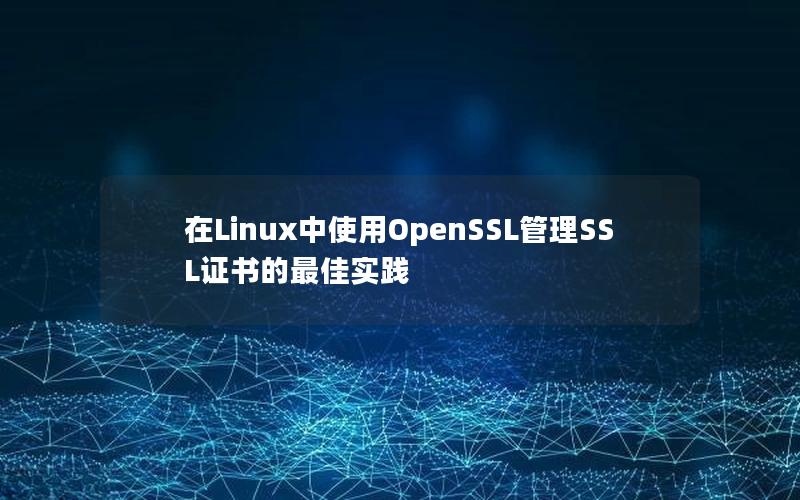 在Linux中使用OpenSSL管理SSL证书的最佳实践