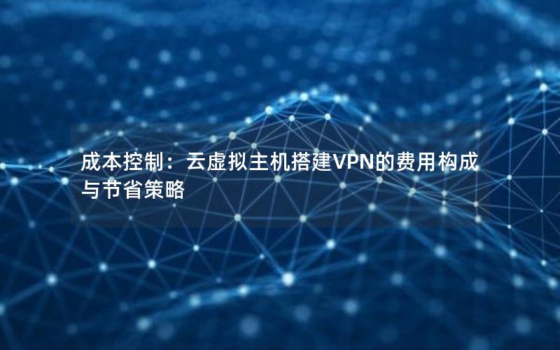 成本控制：云虚拟主机搭建VPN的费用构成与节省策略