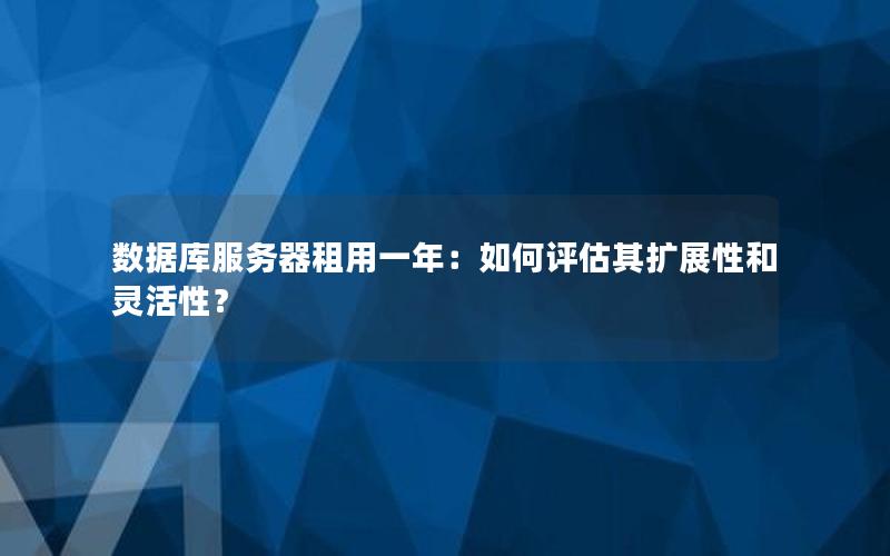 数据库服务器租用一年：如何评估其扩展性和灵活性？