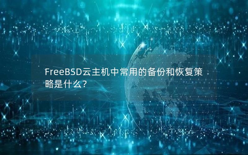 FreeBSD云主机中常用的备份和恢复策略是什么？