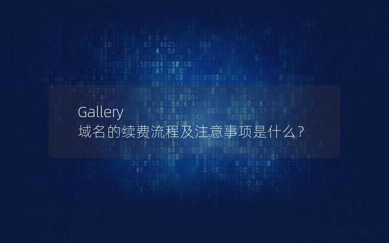 Gallery 域名的续费流程及注意事项是什么？