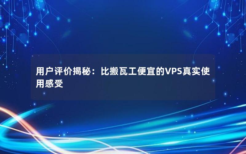 用户评价揭秘：比搬瓦工便宜的VPS真实使用感受