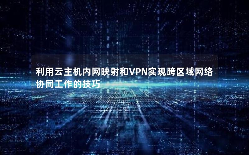 利用云主机内网映射和VPN实现跨区域网络协同工作的技巧