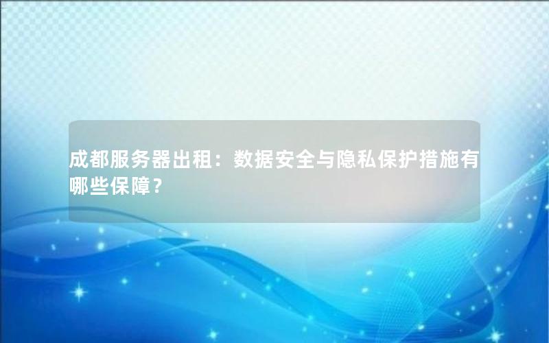 成都服务器出租：数据安全与隐私保护措施有哪些保障？