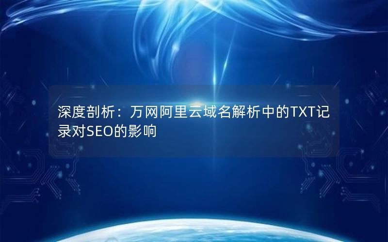 深度剖析：万网阿里云域名解析中的TXT记录对SEO的影响