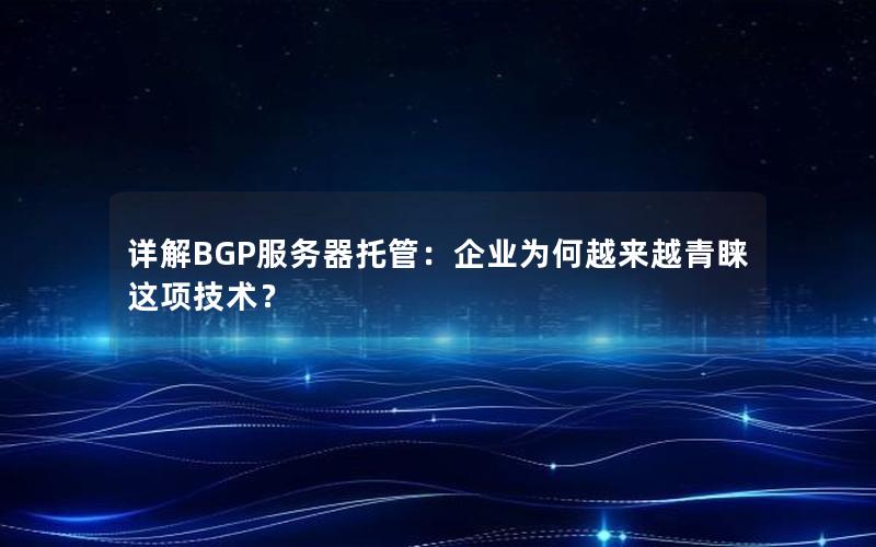 详解BGP服务器托管：企业为何越来越青睐这项技术？