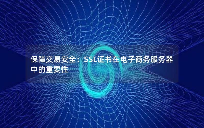 保障交易安全：SSL证书在电子商务服务器中的重要性