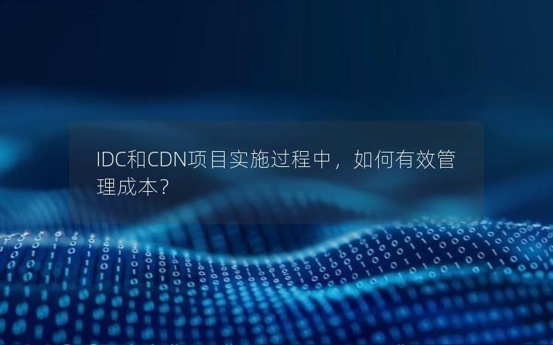 IDC和CDN项目实施过程中，如何有效管理成本？