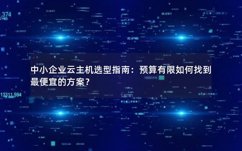 中小企业云主机选型指南：预算有限如何找到最便宜的方案？