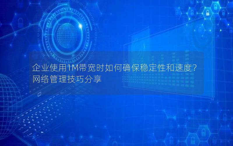 企业使用1M带宽时如何确保稳定性和速度？网络管理技巧分享