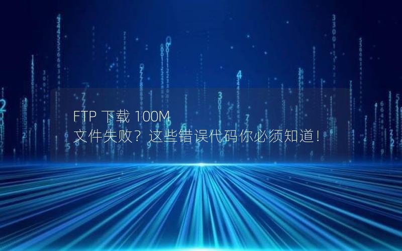 FTP 下载 100M 文件失败？这些错误代码你必须知道！