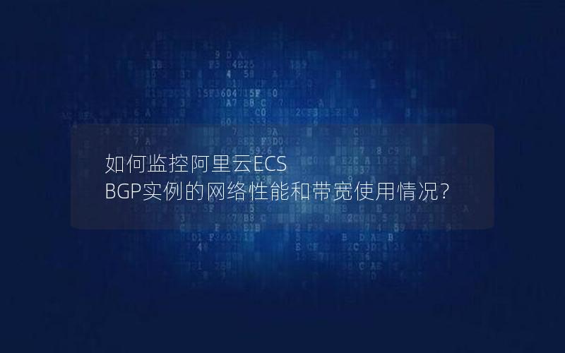 如何监控阿里云ECS BGP实例的网络性能和带宽使用情况？