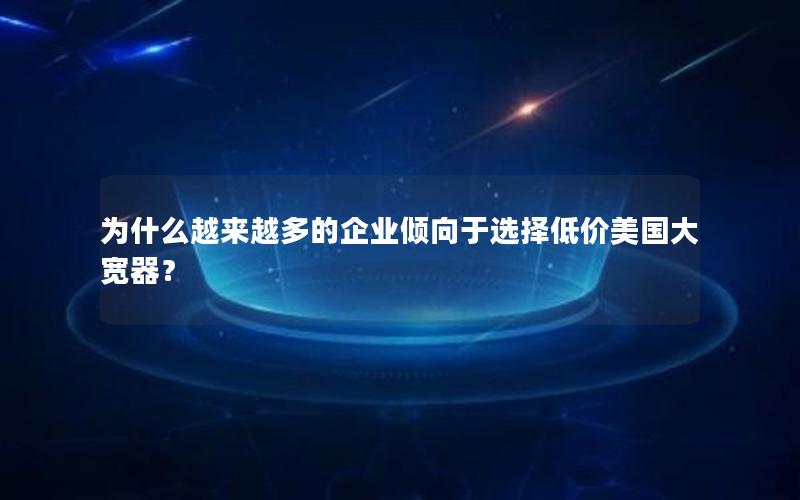 为什么越来越多的企业倾向于选择低价美国大宽器？