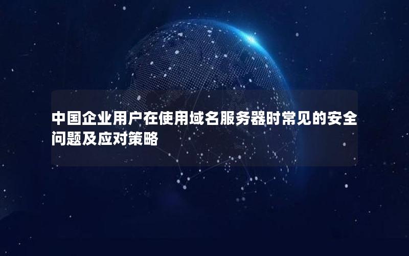 中国企业用户在使用域名服务器时常见的安全问题及应对策略