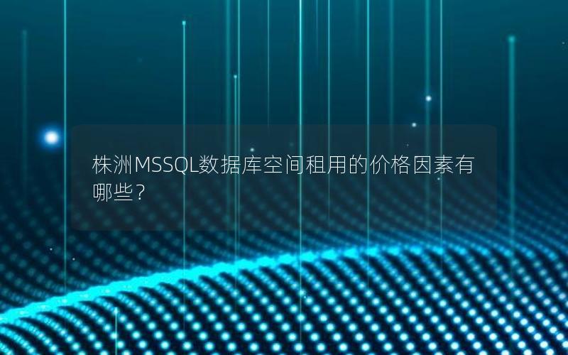 株洲MSSQL数据库空间租用的价格因素有哪些？