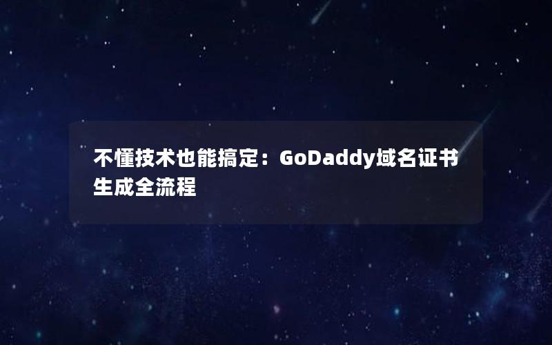 不懂技术也能搞定：GoDaddy域名证书生成全流程