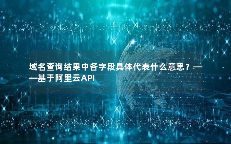 域名查询结果中各字段具体代表什么意思？——基于阿里云API