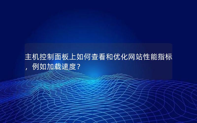 主机控制面板上如何查看和优化网站性能指标，例如加载速度？