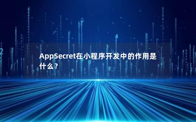 AppSecret在小程序开发中的作用是什么？