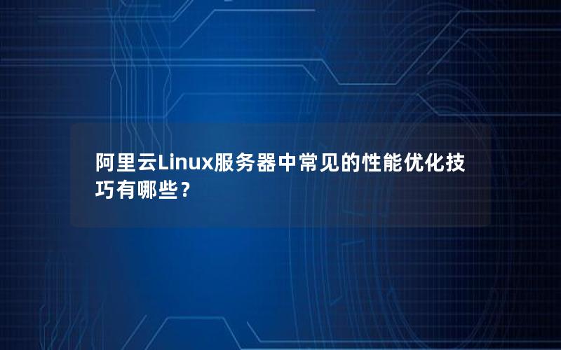 阿里云Linux服务器中常见的性能优化技巧有哪些？