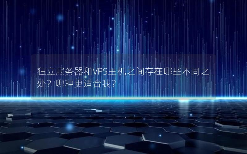 独立服务器和VPS主机之间存在哪些不同之处？哪种更适合我？