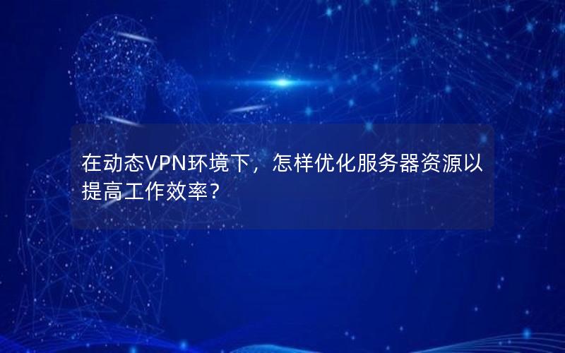 在动态VPN环境下，怎样优化服务器资源以提高工作效率？