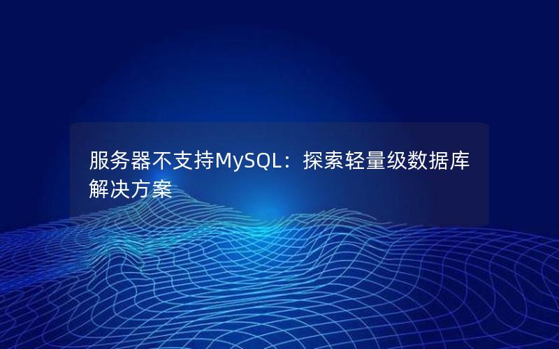 服务器不支持MySQL：探索轻量级数据库解决方案