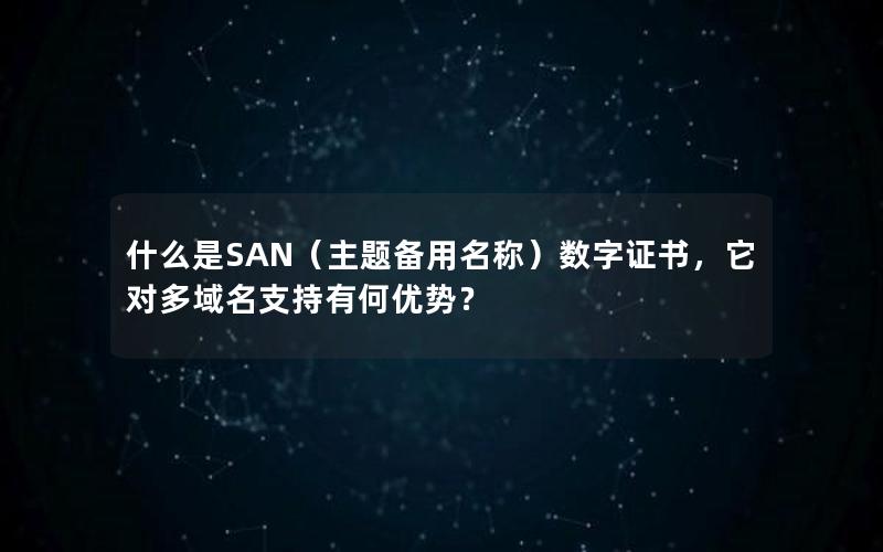 什么是SAN（主题备用名称）数字证书，它对多域名支持有何优势？