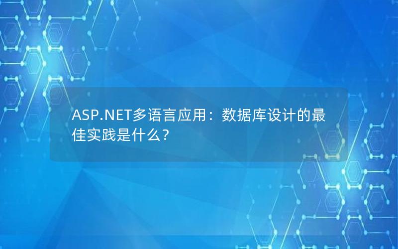 ASP.NET多语言应用：数据库设计的最佳实践是什么？