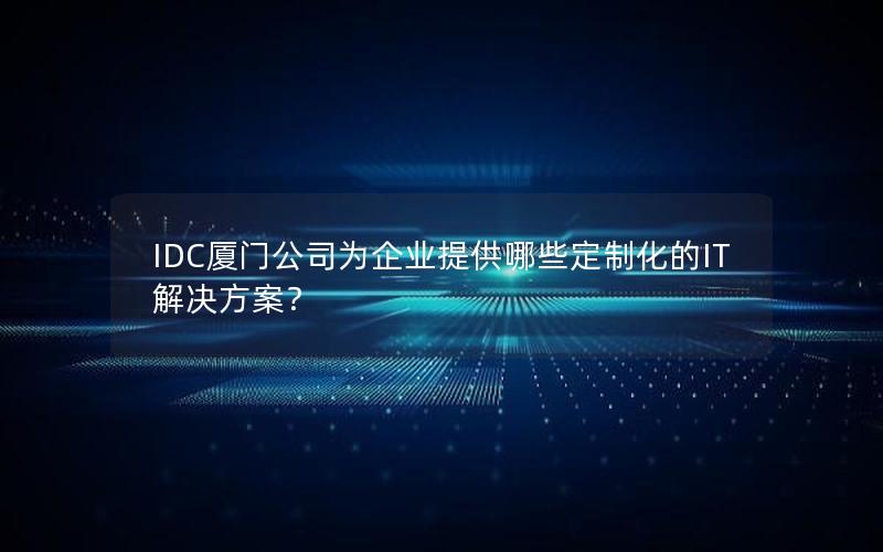 IDC厦门公司为企业提供哪些定制化的IT解决方案？