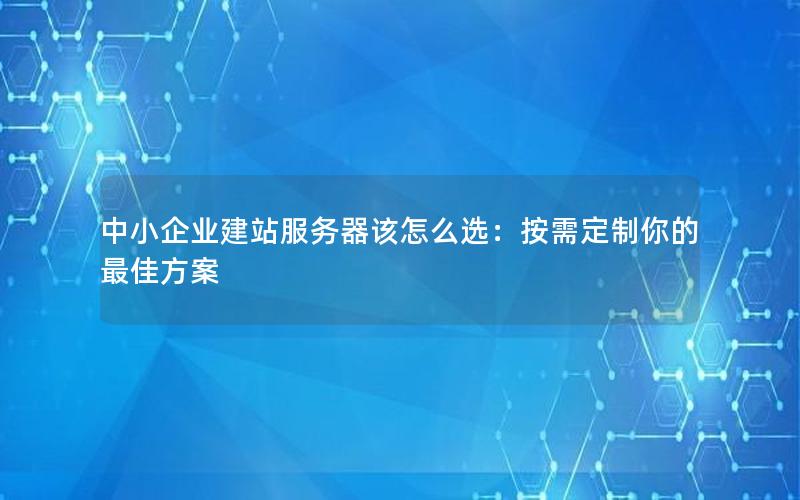 中小企业建站服务器该怎么选：按需定制你的最佳方案