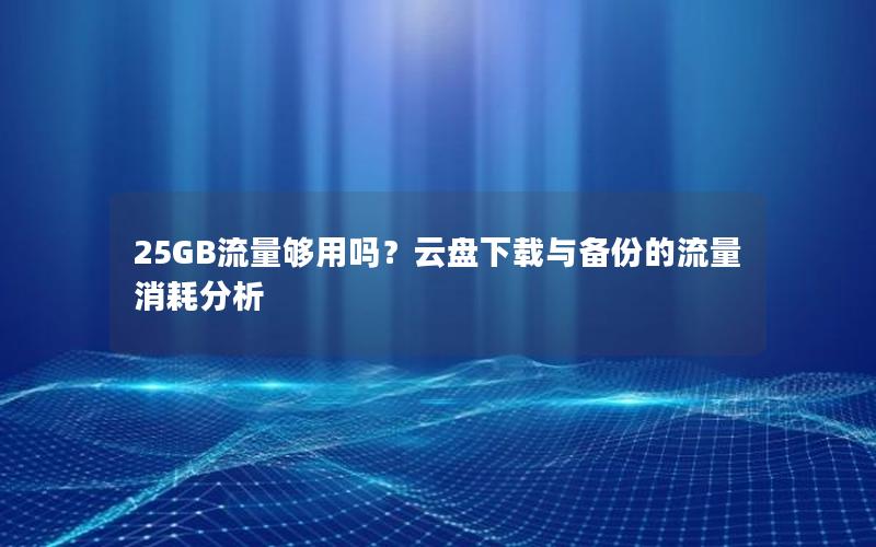 25GB流量够用吗？云盘下载与备份的流量消耗分析