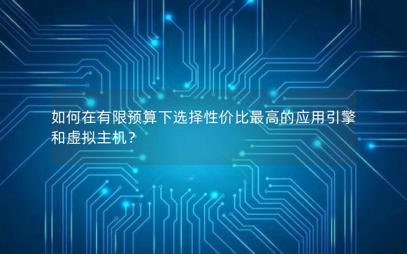 如何在有限预算下选择性价比最高的应用引擎和虚拟主机？