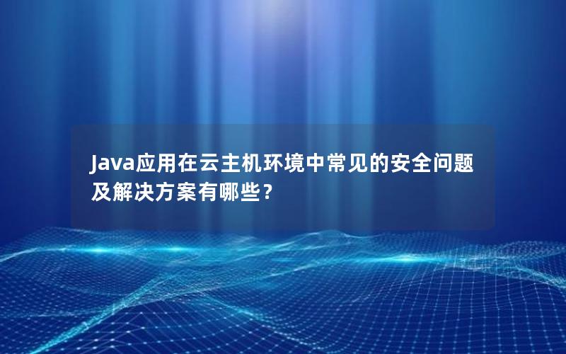 Java应用在云主机环境中常见的安全问题及解决方案有哪些？