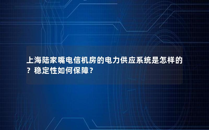 上海陆家嘴电信机房的电力供应系统是怎样的？稳定性如何保障？