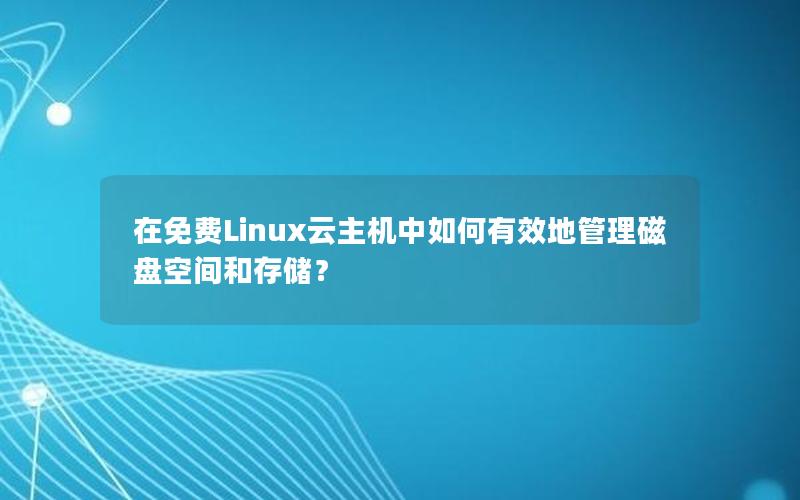 在免费Linux云主机中如何有效地管理磁盘空间和存储？