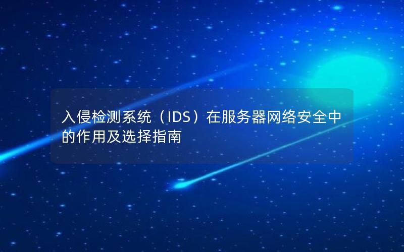 入侵检测系统（IDS）在服务器网络安全中的作用及选择指南